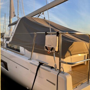 Beneteau 54 with a custom Toneau Cover. These covers are a great all in one cover to protect your entire cockpit!
