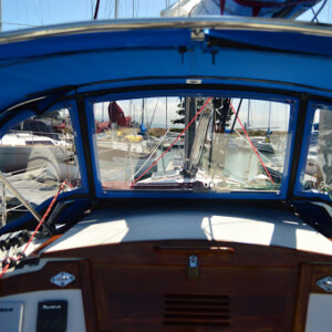 Compass Canvas uses Polycarbonate Windows for visibility and durability. Catalina 30 Dodger4