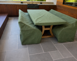 Dinning set covers are maybe the most important. Our table covers are often made with a 3d spacer fabric to protect your hardwood and allow airflow while protecting.