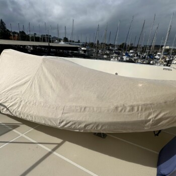 Custom Dingy Cover in Sunbrella Linen